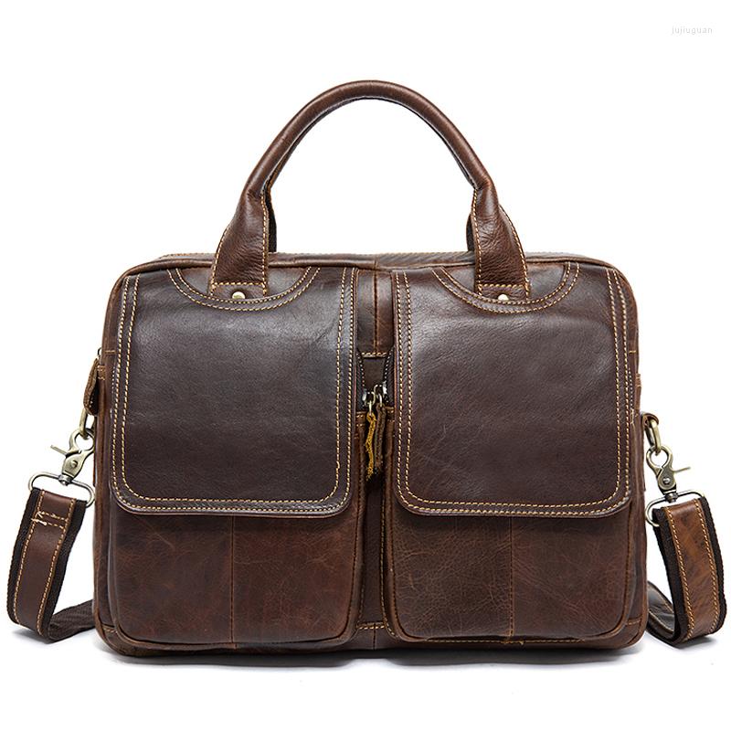 

Briefcases Luufan Men's Genuine Leather Bag For Men Bussiness Messenger Briefcase Laptop Office, Black