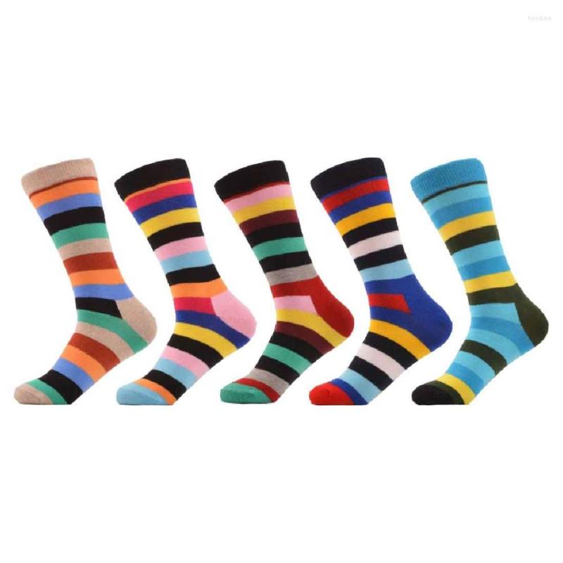 

Men's Socks Cotton Stockings Hip Hop Personality Happy Effect Business Fashion Style Striped Pattern Christmas Gift Full Color Stripe, Skfc003