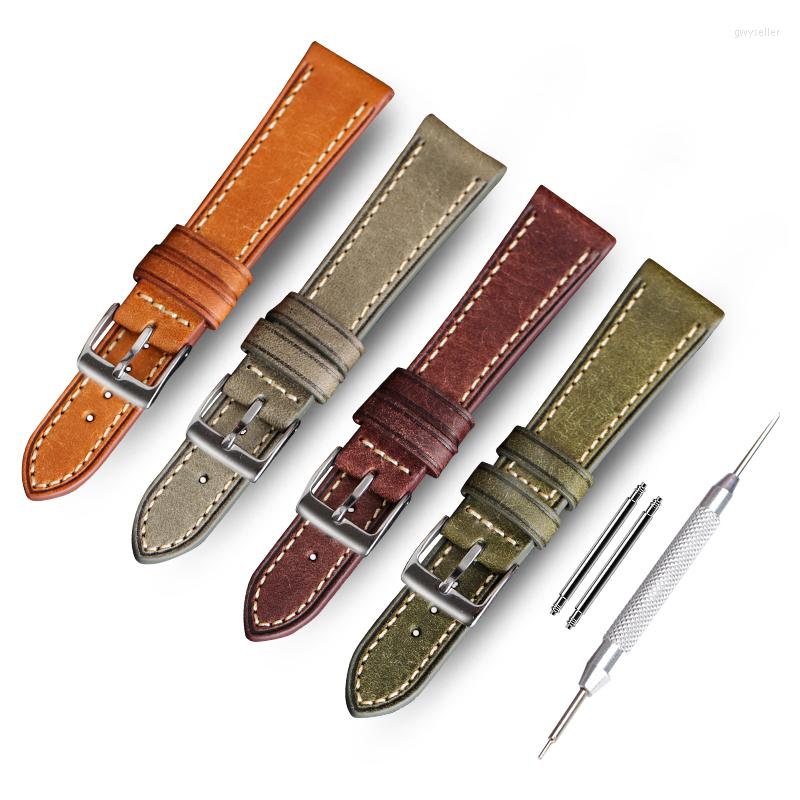 

Watch Bands Suitable For Antique Straps Handmade Italian Calfskin Leather Watchband 18MM 20MM 22MM Frosted Retro Style Soft Bracelet