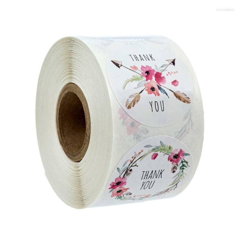 

Jewelry Pouches 1 Inch Thank You Floral Sticker Sealing Labels 500pcs/roll 6 Designs For Envelope Seals Invitation Cards Gift Box Decor