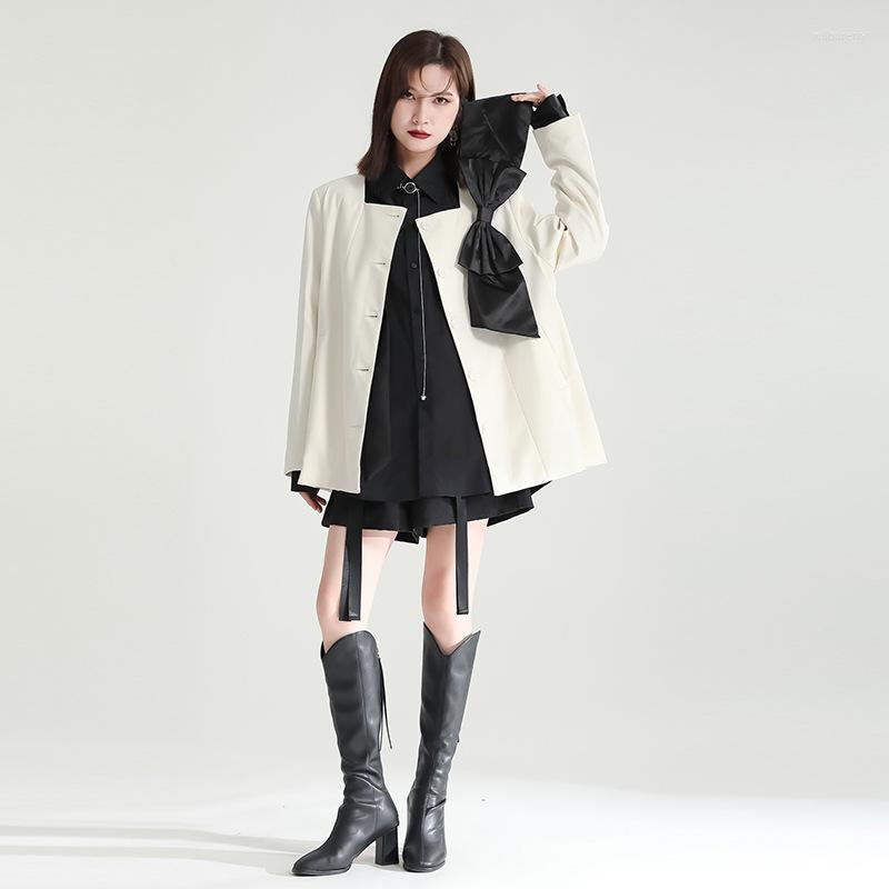 

Women's Suits 2023 Autumn Design Sense Suit Jacket Women With Large Bow Loose Round Neck Women's Clothing, Beige