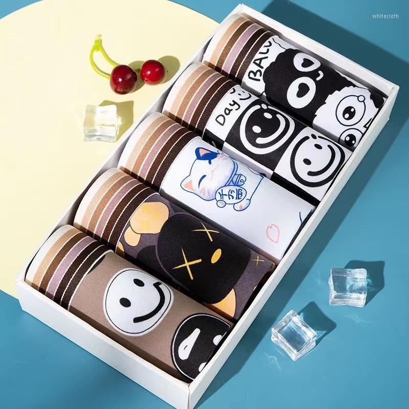 

Underpants 4/5pcsMen's Underwear Antibacterial Boxing Cartoon Boxer Shorts Soft Milk Silk Breathable Comfortable Men, 4pcs a