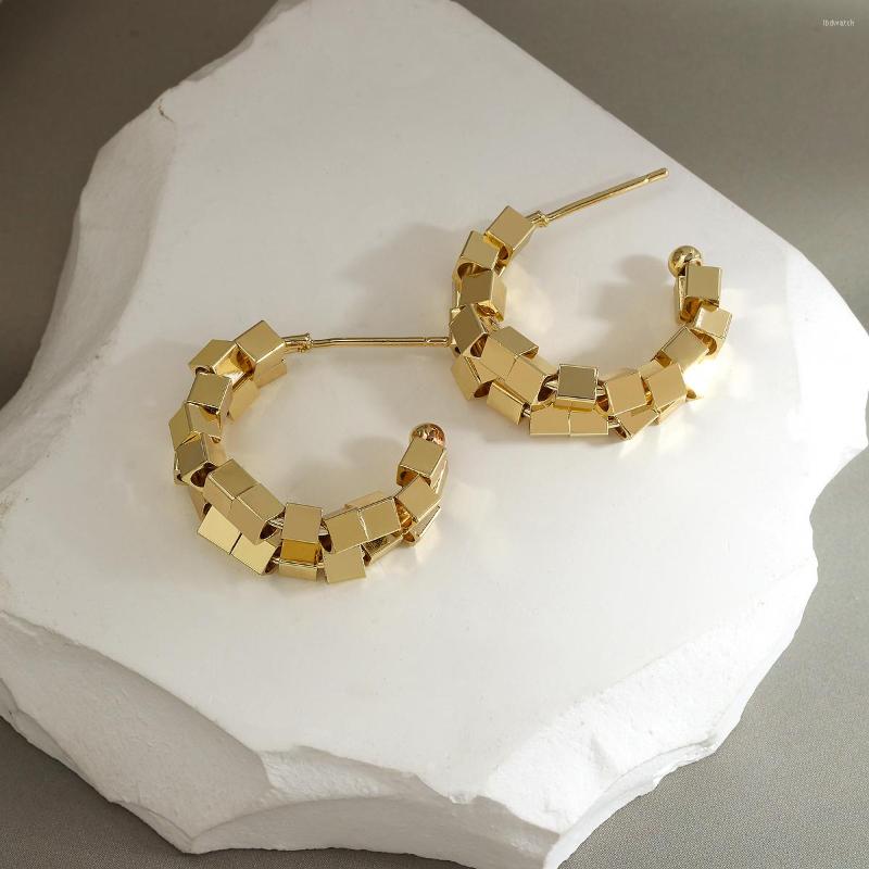 

Hoop Earrings Greatera Design Metal Square Beaded C Shaped For Women Gold Color Copper Alloy Geometric Jewelry