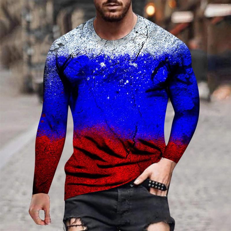 

Men's T Shirts Graphic Men Harajuku T-shirt Casual Geometric Graffiti Print Long Sleeve Tops Round Neck T-shirts Camiseta Hombre, Multicolor