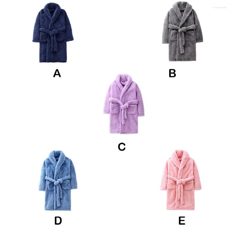 

Rompers Kids Night Robe Winter Cold Weather Children Pajama Solid Color Pocket Sleepwear Comfortable Girls Unisex Casual Blue, Light pink