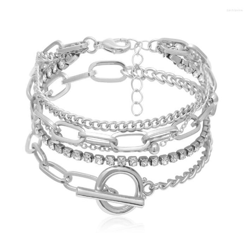 

Link Bracelets Fashion 5pcs/set Crystal For Women Gold Silver Colour Charm Ladies Party Jewelry Female Bohemian Style