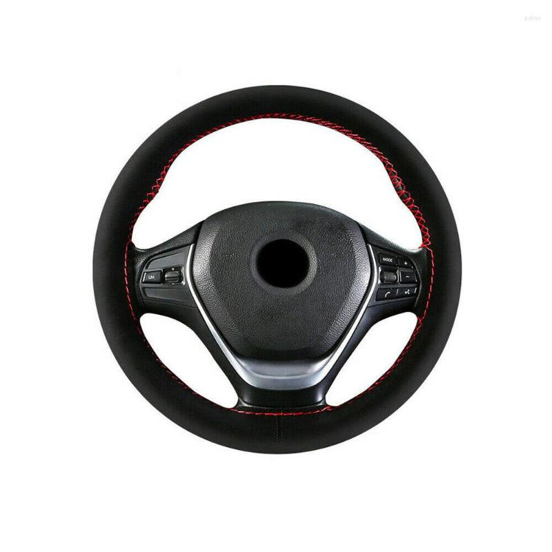 

Steering Wheel Covers 1pc Cover Parts 38cm Black Red Leather DIY Auto Accessories Brand