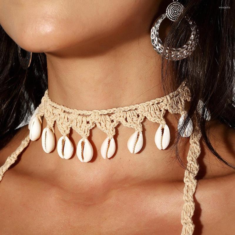 

Pendant Necklaces Women Shells Choker Natural Sea Cowrie Shell Rope Chain Necklace Summer Jewelry Girl Friendship Gifts Handmade