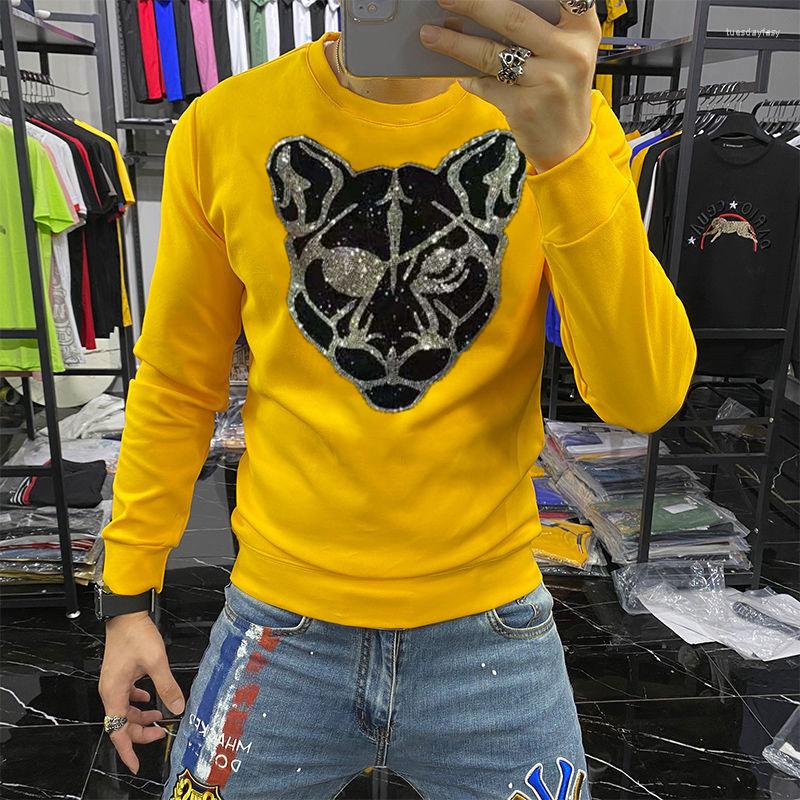 

Men's Hoodies Autumn And Winter High Quality Top Warm Hoodie Drilling Handsome Bottoming Sweatshirt Pullover, As shown asian size