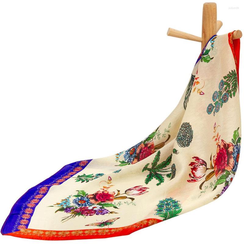 

Scarves Natural Silk Bandana Women Scarf Female Hair Flower Handkerchief Headband Top Women's Square Neckerchief Lady Gift