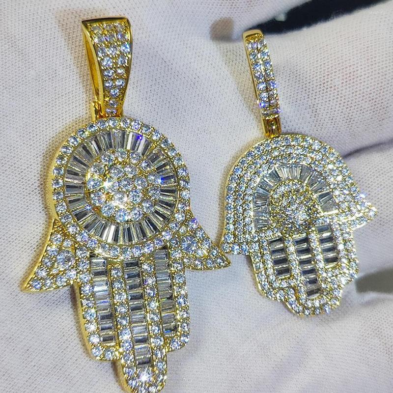

Pendant Necklaces Nuoya High Quality Jewelry Men Women Hamsa Hand Of Fatima Iced Out Hip Hop Necklace