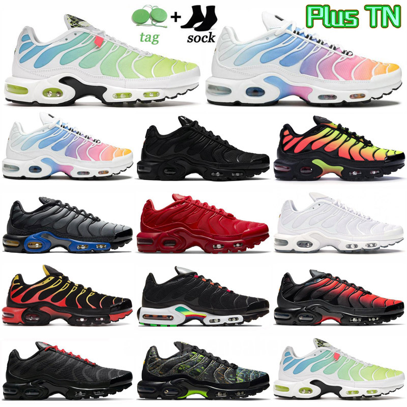 

Running Shoes Mens Trainers Outdoor Sports Sneakers Triple Black Orange Yolk Olive Obsidian Plus Tn Tns Men Gradients 40-46, Color 9