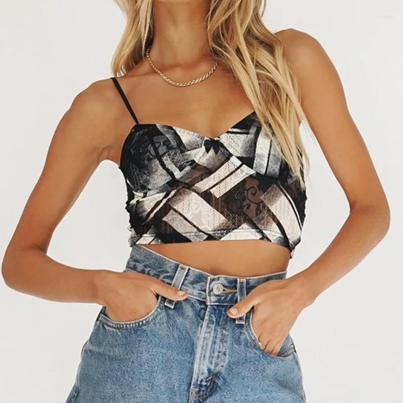 

Women' Tanks Sexy Bodycon Print Camisole Women Slim Korean Fashion Sleeveless Crop Top Summer Fashiom Mall Backless Tank Tops Streetwear, Black