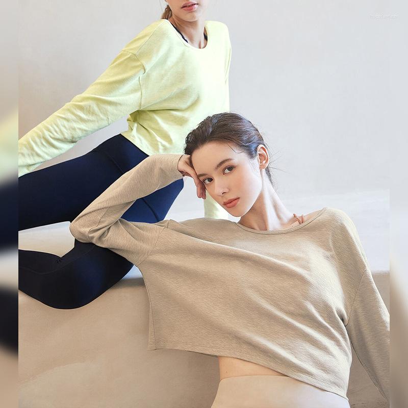 

Women' T Shirts Cotton Women T-shirt Long Sleeve Top Cropped Spring Autumn Loose Casual Solid Pullovers Tees Female Streetwear Clothes, White