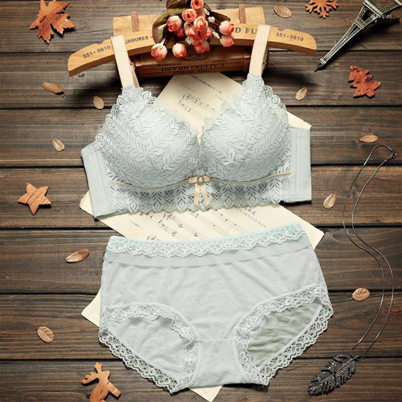 

Bras Sets High Quality Adjustable Whole Underwear Medium Thick Cup Ladies Bra Set Gathering Anti-sagging Bralette, As picture show