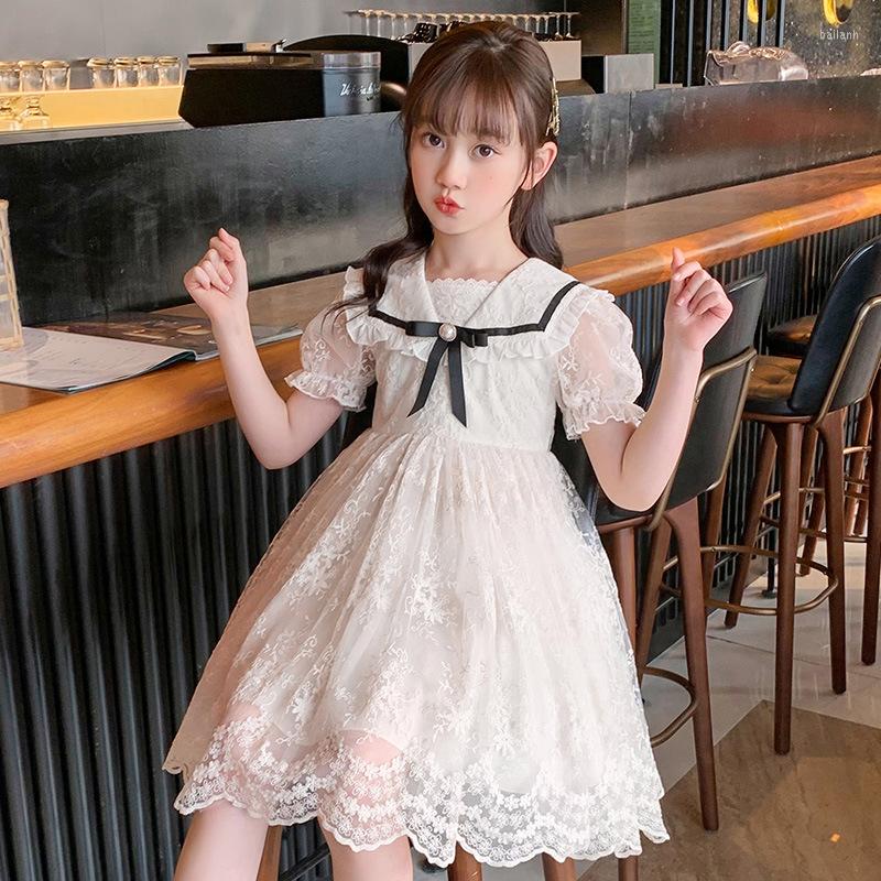 

Ethnic Clothing Summer Baby Girls Short Sleeve Dress Kids Skirt Wedding Children Casual Princess White Lace Clothes