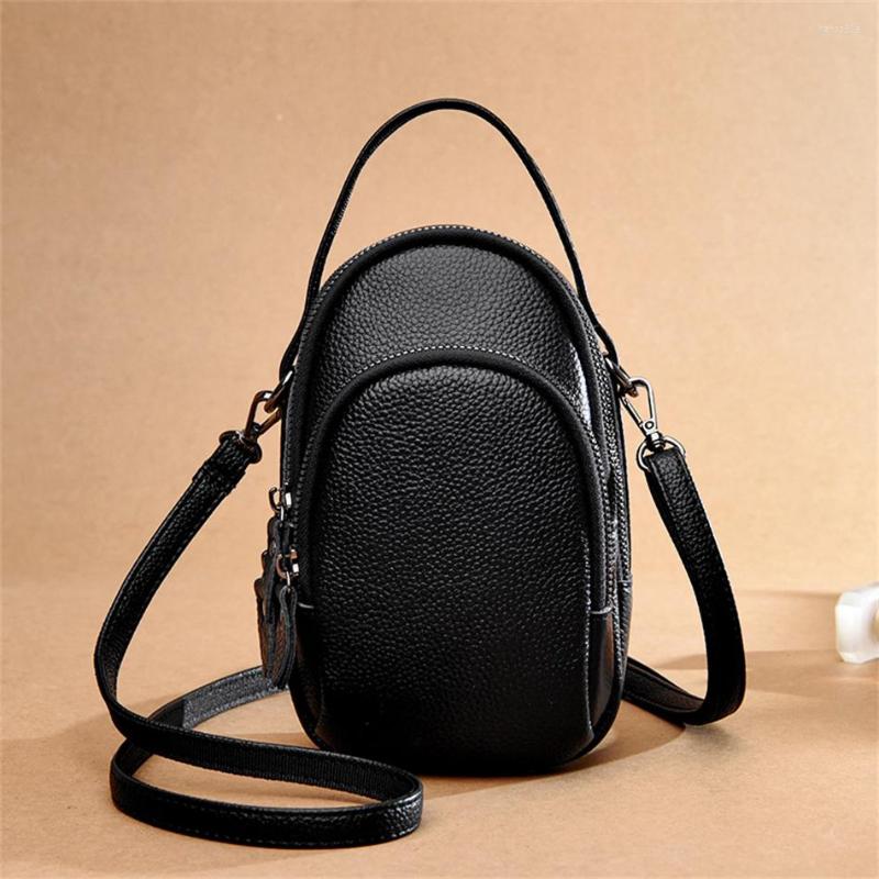 

Evening Bags Genuine Leather Real Cowhide Women's Casual Fashion Phone Bag Female Messenger Handbag Small Shoulder Crossbody Sac For, Black
