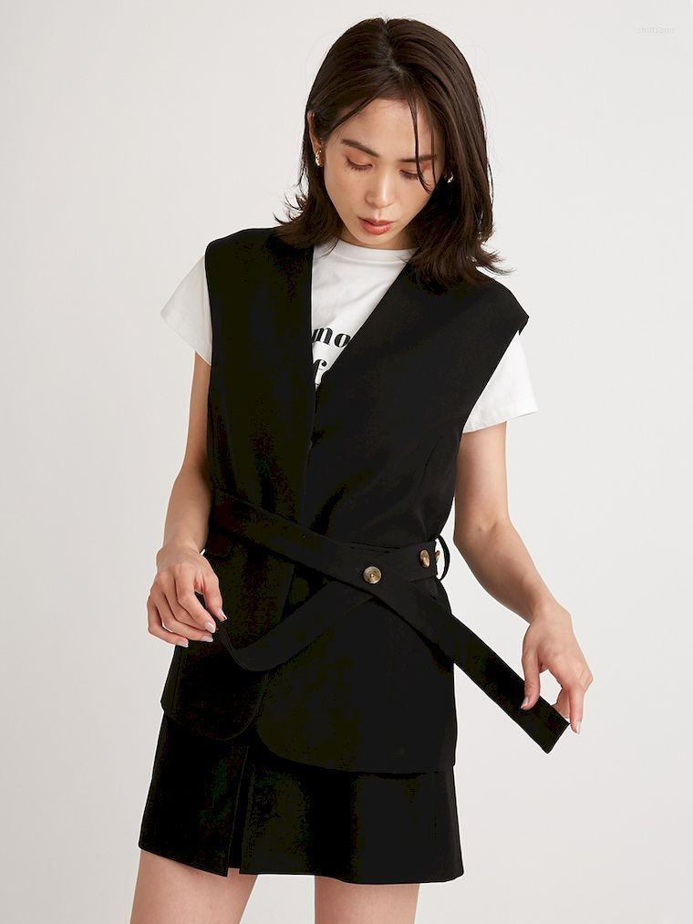 

Work Dresses IYunDo Setup Ladies Spring Skirt Suit Solid Color Sleeveless Lace-Up Vest Mini Two-Piece Sets Korean Style For Women, Mint skirt