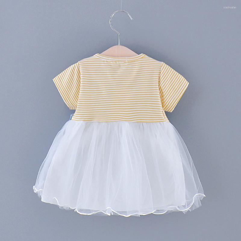 

Girl Dresses Infant Baby Girls Striped Splice Denim Princess Suspender Tulle Dress Birthday, Yellow