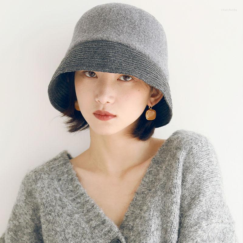 

Berets Fashion Laides Winter Fold Bucket Hats Women Girls Travel Sun Beach Wool Fisherman Cap Casual Wide Brim Fedora Hat, Black