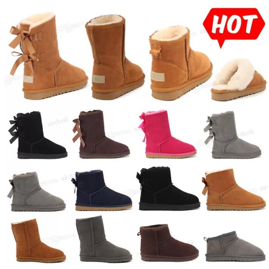 

2021 New australia designer women womens kids Australian boot winter buttons snow boots fur furry classic short bailey warm bow ta283Y, Customize