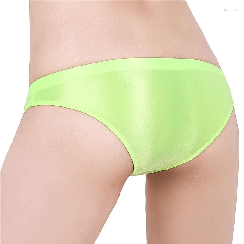 

Women's Panties Women Shiny Low Waist Sexy Brief Lingerie Satin Elastic Oil Glossy Underwear Underpants T-Back Knickers Thong, Light pink