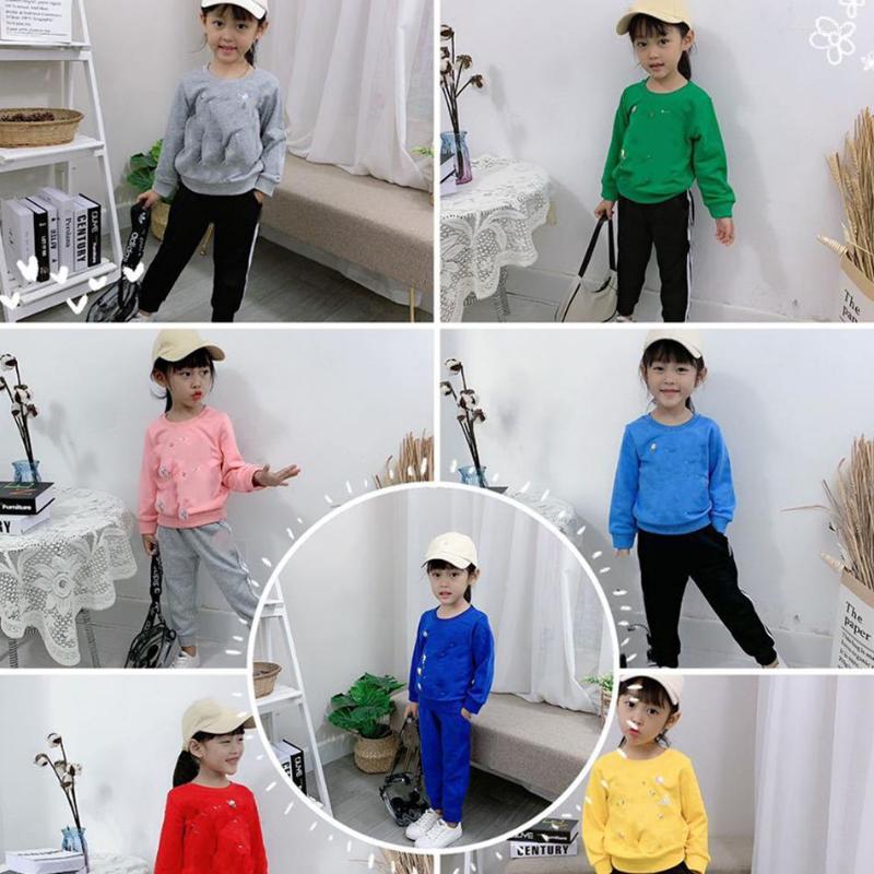 

Clothing Sets Kids Girls Boys Coat Suit Pant Printing Children's Solid Color Cotton Blend Soft 4-9T