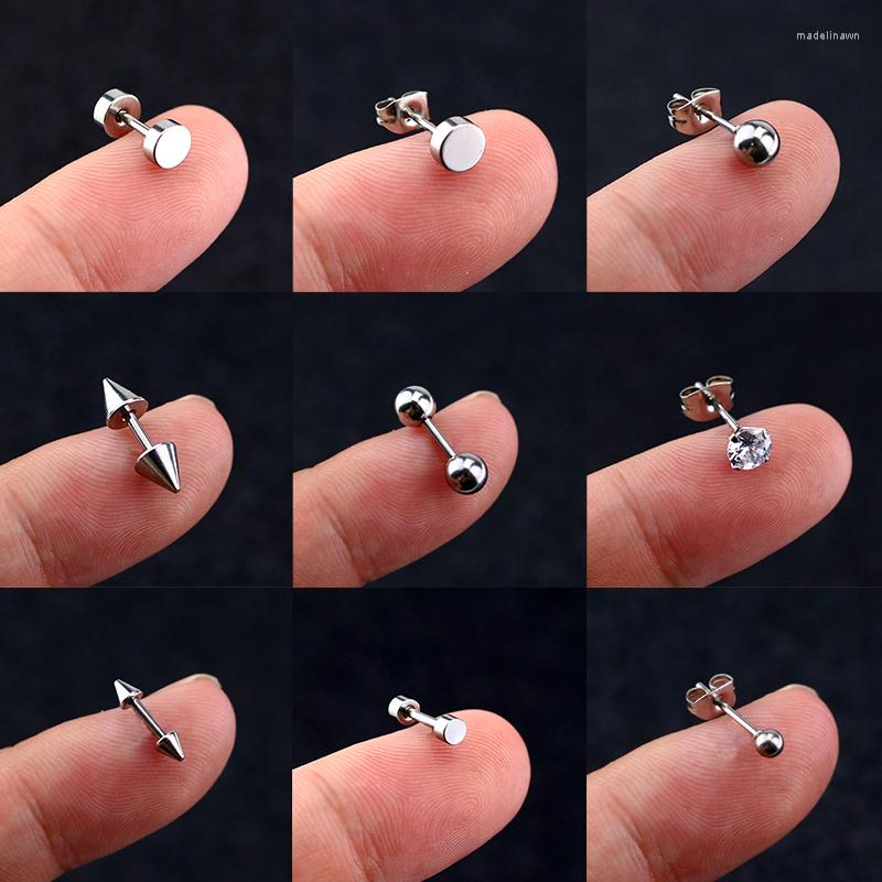 

Stud Earrings 1PCS Fashion Goth Personalized Zirconia Mens Jewellery Triangle Stainless Steel Woman Ball