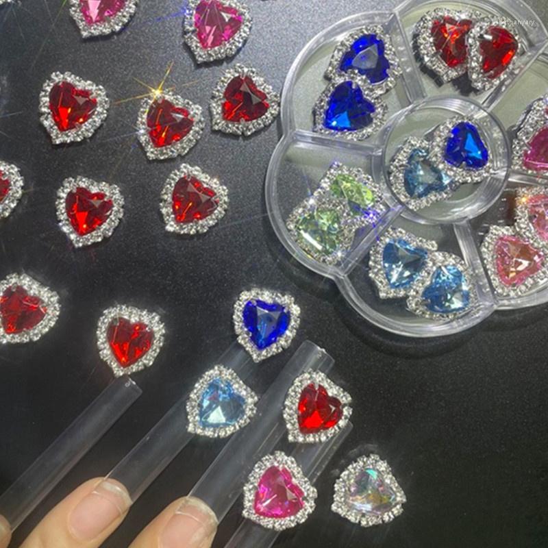 

Nail Art Decorations 5pcs Luxury Rhinestones Charms Colorful Crystal Heart Shiny Alloy Decoration Gems For DIY Manicure Accessory