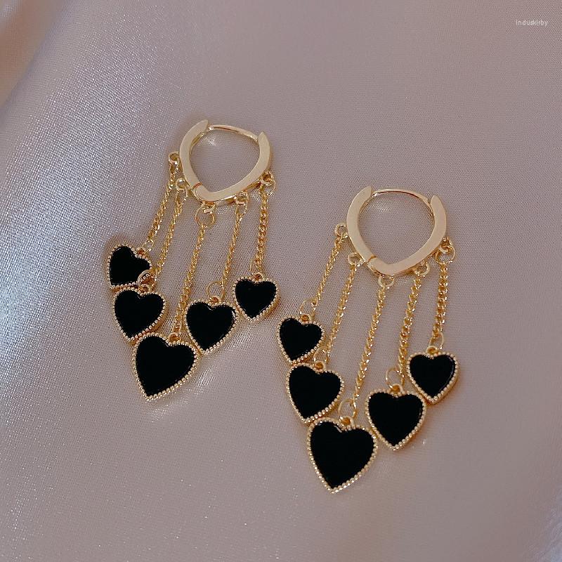 

Dangle Earrings South Korea's Design Fashion Jewelry Sexy Black Love Tassel Pendant Elegant Women's Prom Party Accessories