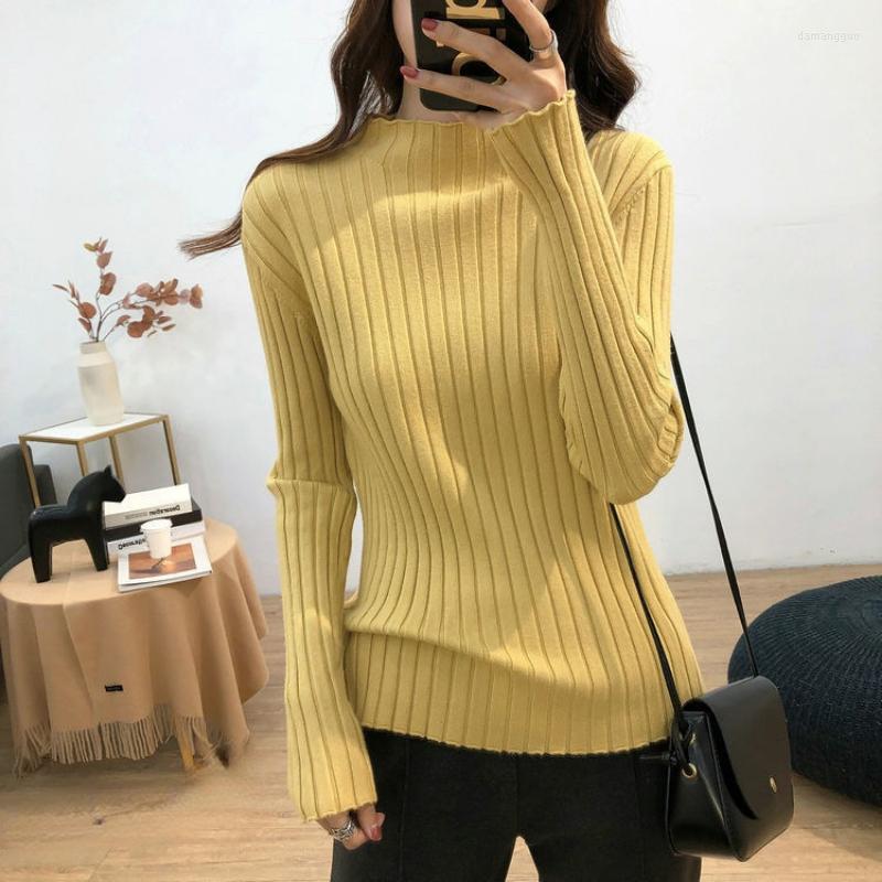 

Women's Sweaters Women's Woman Autumn And Winter Half High Collar Bottoming Shirt Korean Loose Elastic Solid Color Thin Section With, Light coffee