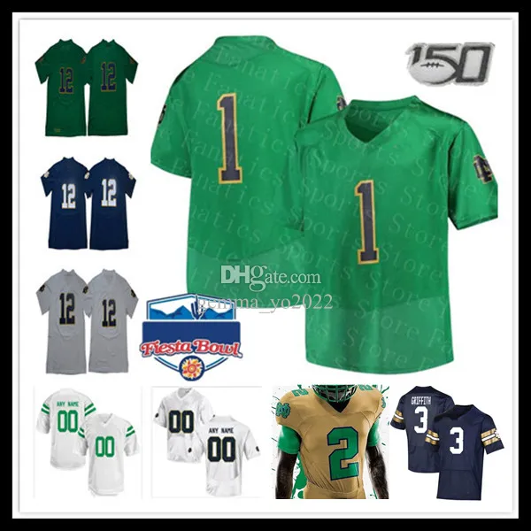 

American College Football Wear Custom Notre Dame ND Fighting Irish College Football Jersey Tyler Buchner Chris Tyree Audric Estime Lorenzo S, Man green with fiesta bowl patch