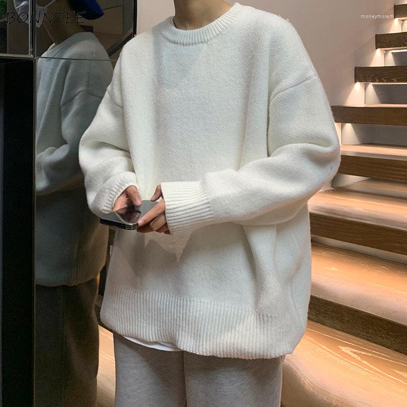 

Men's Sweaters Sweater Men Pullovers Solid Loose Trendy All-match Couple Basic Knitting Fashion BF Harajuku Classic Chandails Ropa De, Black