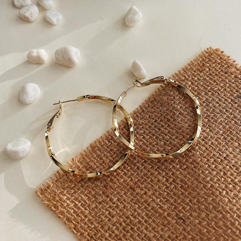 

Hoop Earrings Minimalist Metal Circle Twisted For Woman Trendy Round Buckle Dangle Light Luxury Party Elegant Jewelry