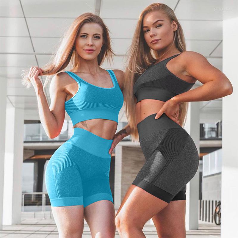 

Active Sets Seamless Yoga Set Women 2 Piece Shockproof Sports Bra High Waist Leggings Fashion Outdoor Running Suit, Dark gray
