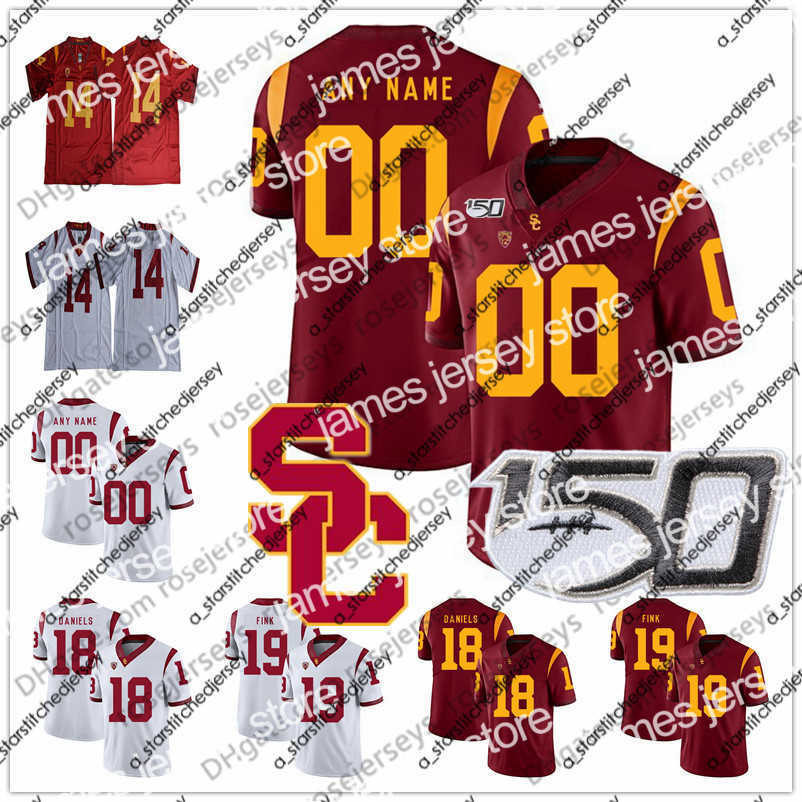 

American College Football Wear American College Football Wear Custom USC Trojans 2020 NCAA Football Men Youth Kid 9 JuJu Smith-Schuster Slovis Pittman Simpon Seau B, White (name) with 150th