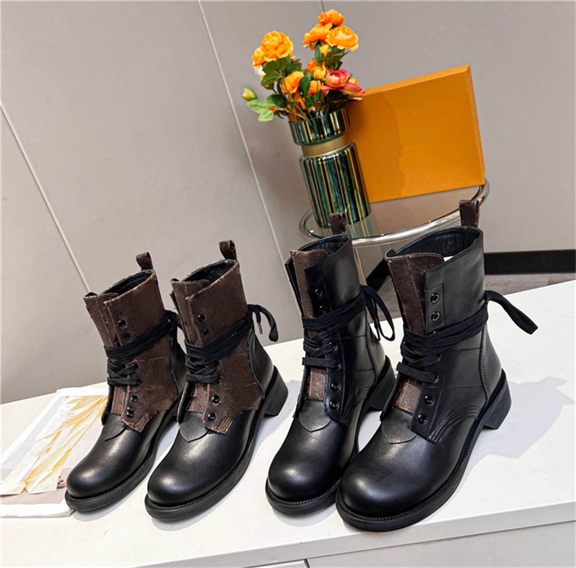

Luxury Designer Metropolis Flat Ranger Ankle Boots Calfskin Martin Leather And Canvas Combat Boot Platform Desert Winter ladies Martin Sneakers With Original Box