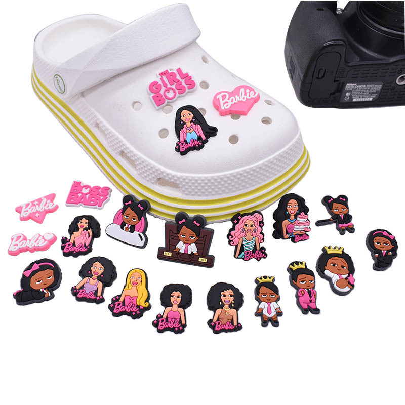 

Anime charms wholesale childhood memories princess girl lady boss cartoon charms shoe accessories pvc decoration buckle soft rubber clog charms fast ship, Equally mixed colors