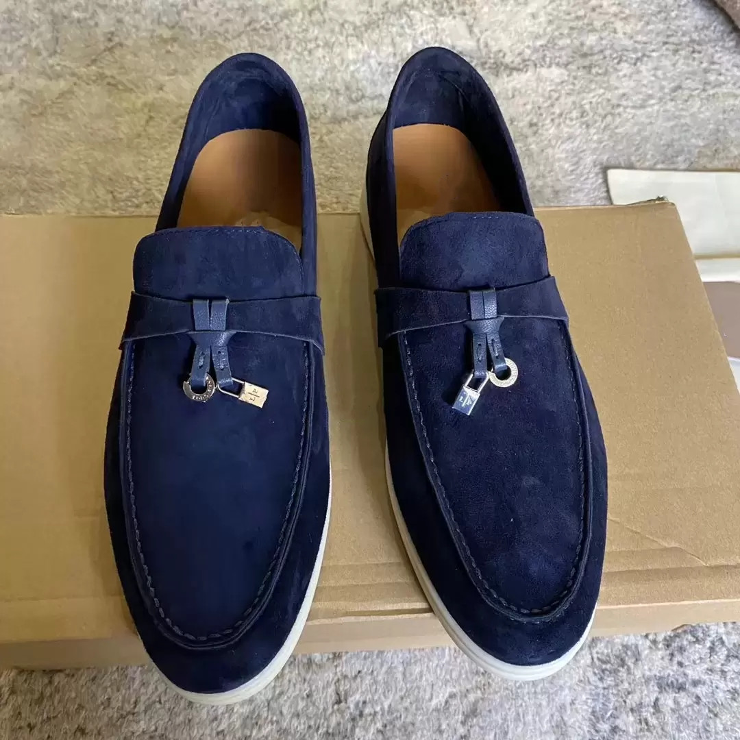 Chaussures habillées Loro British Style Casual Mocassins pour femmes Velvet Leather Low Top Summer Walk Mens Flats Lp 35-46 KFMQ