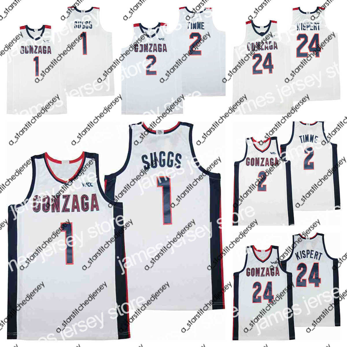 

Basketball Jerseys Basketball Jerseys NCAA Gonzaga 1 Jalen Suggs 2 Drew Timme 24 Corey Kisper White Movie Basketball Jersey, Picture