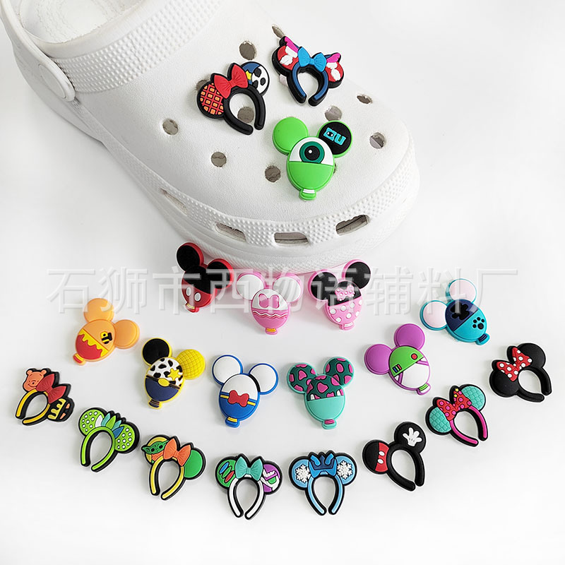 

Anime charms wholesale childhood memories mouse ears headband cartoon croc charms shoe accessories pvc decoration buckle soft rubber clog charms fast ship, Equally mixed colors