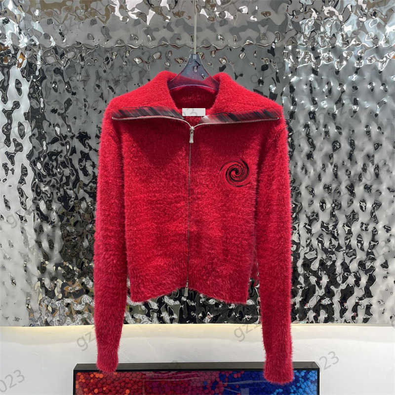 

Womens Sweaters Lapel Print Long Sleeve Slim Fluffy Knitted Cardigan Classic Base Style Designed Casual Joker Knitwear 3 Colors Womens Sweaters