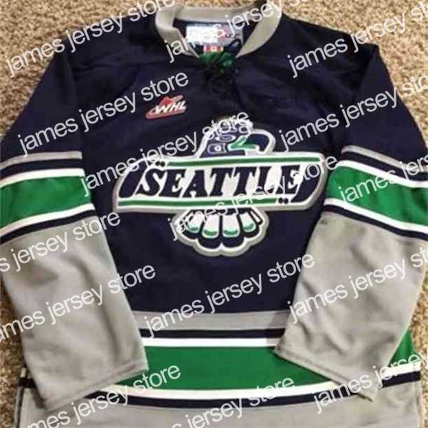 

College Hockey Wears Nik1 Seattle Thunderbirds Ice Hockey Jersey Men's Embroidery Stitched Customize any number and name Jerseys, White