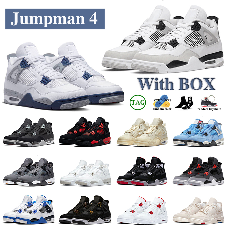 

jumpman 4 with box 4 basketball shoes 4s women men military black cats canvas cactus jack oreos cool greys fire red thunder bred midnight navy reps, #6
