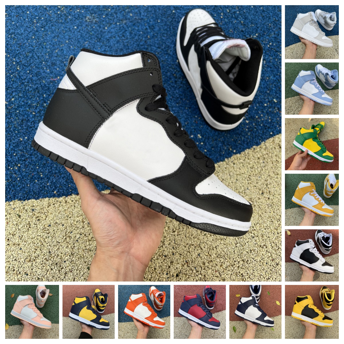 

Dunks High Black White Panda Casual ShOes Men Women Aluminum Vast Grey UNC Pink Prime Syracuse Midnight Navy Varsity Purple Maize University, Bubble package bag