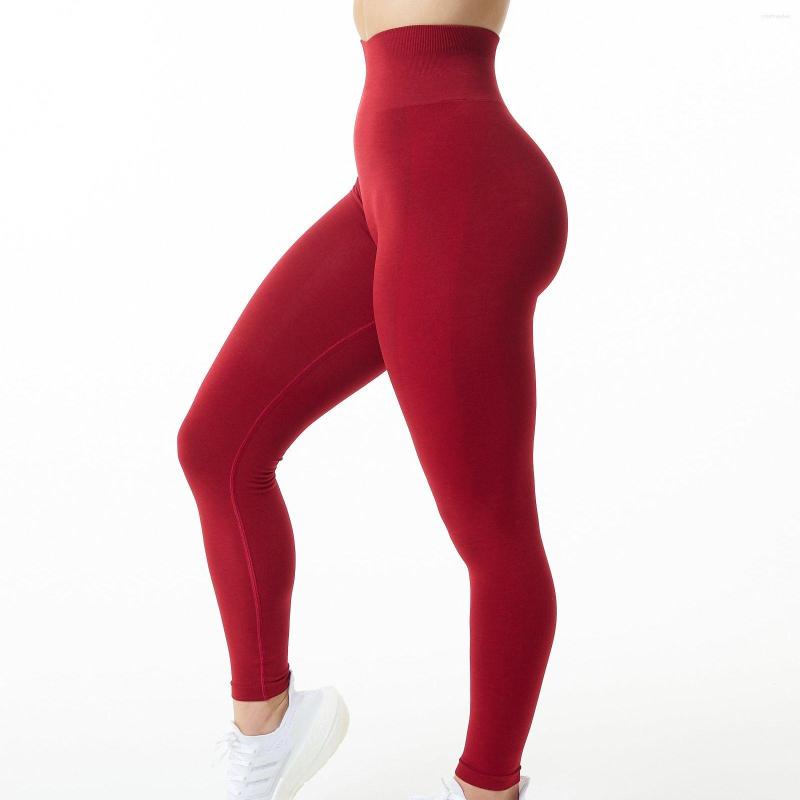 

Womens Seamless Pants Scrunch Leggings Workout Tights High Waisted Sports Yoga Fitness Lady Gym Wear, Scarlet