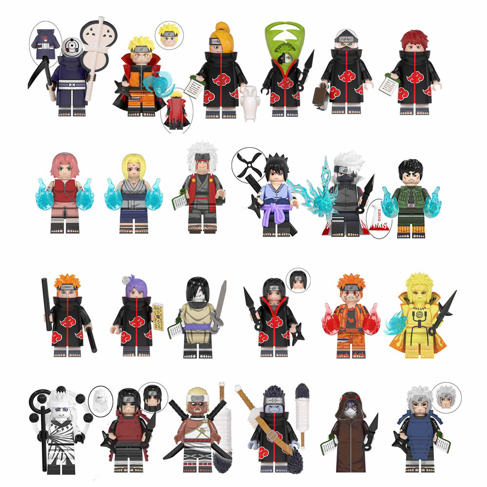 

24Pcs Set WM Naruto Plastic Building Blocks Minifigs Cartoon Anime Characters Mini Figures Kids Blocks Toys