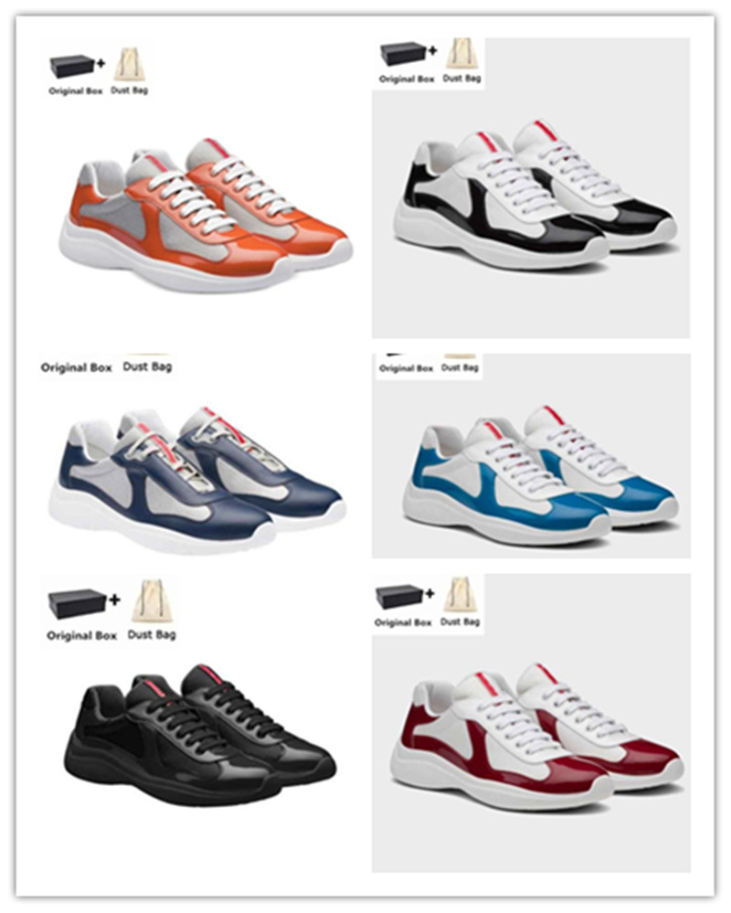 

Top Quality Lightweight Americas Cup Sports Shoes Patent Leather & Nylon Top Luxurious Brand Sneakers Mens Skateboard Mesh Runner Casual Outdoor Walking