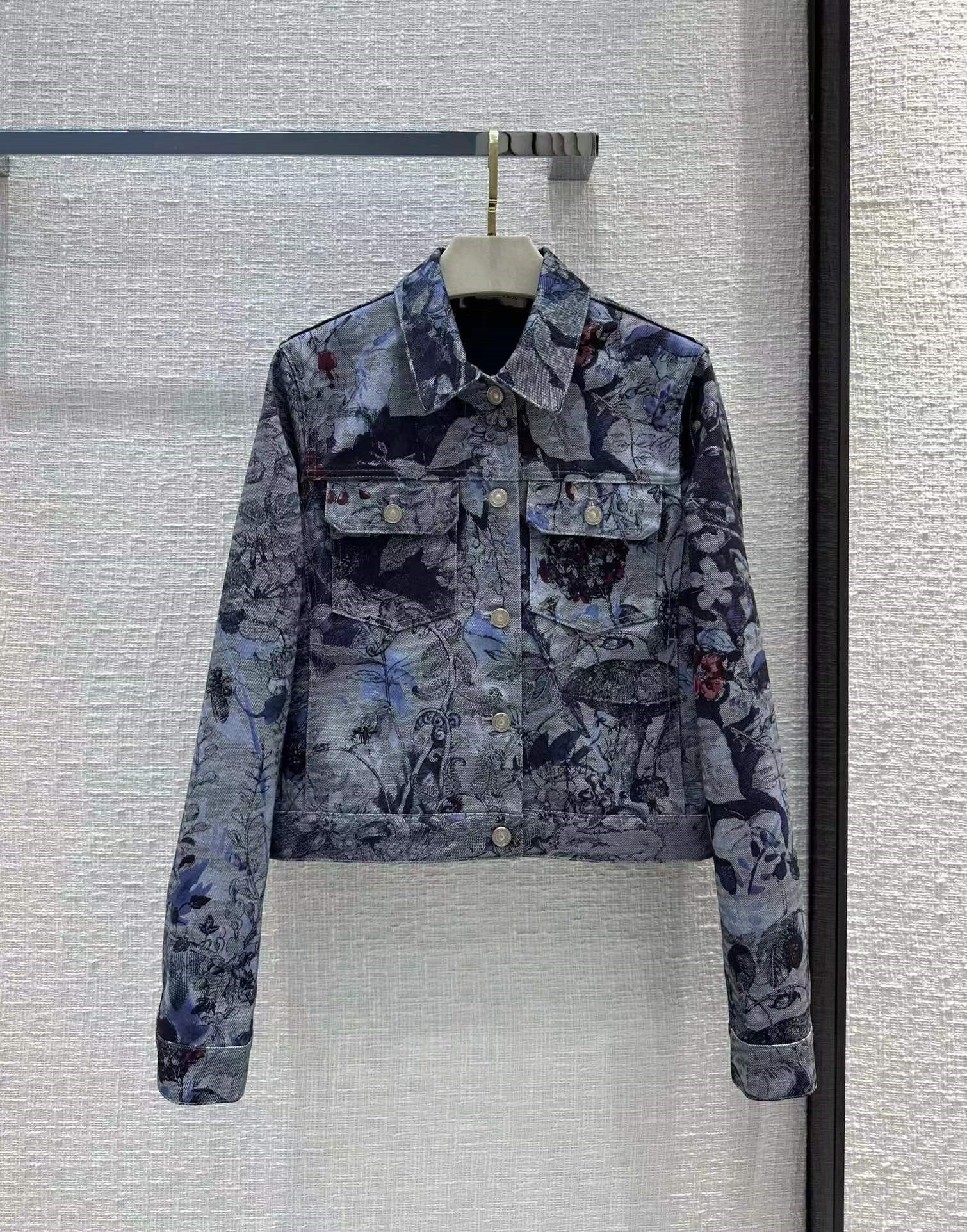 

Milan Runway Jackets 2023 New Spring Lapel Neck Long Sleeve Print Women' Designer Coats Brand Same Style Outerwear 0102-13, Contrast color