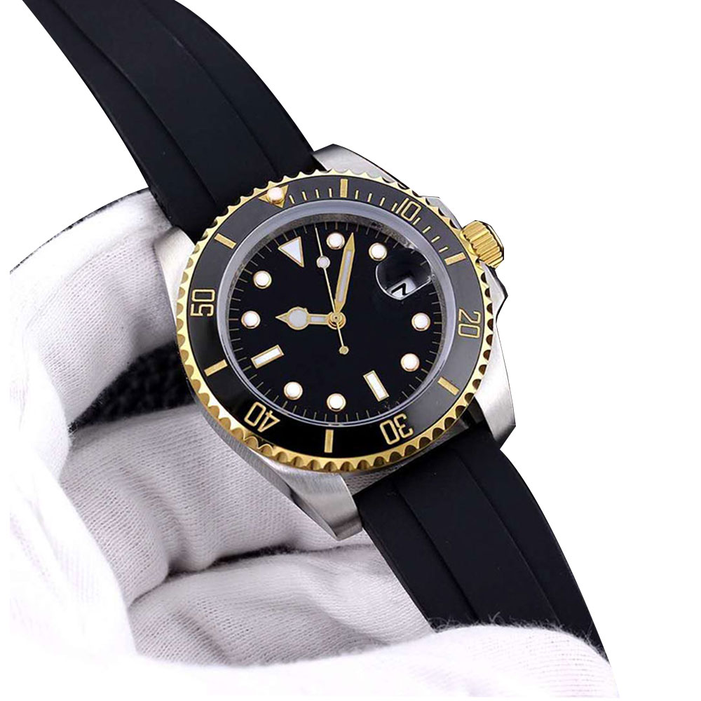 

Mens Watches Automatic Mechanical Watch 40mm Rubber Strap Life Waterproof Automatic Winding Business Wristwatches Montres de luxe, Color 1